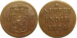 Willem I of Nederland - 1/4 Stuiver 1826 Netherlands East Indies