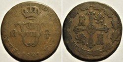 1821 México - ¼ Real "Señal" - Fernando VII de España