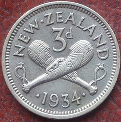 George V - 3 Pence 1934 - New Zealand