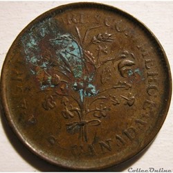 Montreal Un Sou Belleville - Token ca. 1835-1838 (5 shamrocks) (ex.2)