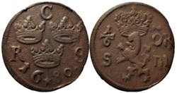 Karl XI of Sweden - 1/6 Öre 1680