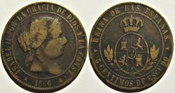 1866 Segovia - 5 Centimos - Isabel II de España