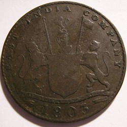 King George III - 10 Cash 1803 Madras Presidency (ex.2)