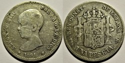 1891 - Peseta - Alfonso XIII de España
