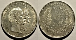 Christian IX & Louise of Denmark - 2 Kroner 1892 Golden Wedding