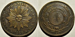 Uruguay - 4 Centésimos 1869 (ex.2)