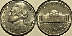 1964 Five Cents Jefferson, Philadelphia (1st Portrait)