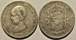 1889 - 2 Pesetas - Alfonso XIII de España