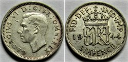George VI - 6 Pence 1944 - Great Britain - Error