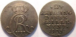 Christian VII - 2 Skilling Dansk 1805 Denmark