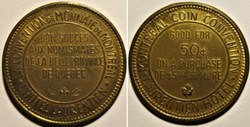 La convention de monnaie de Montréal, Québec, Jeton 50 Cents