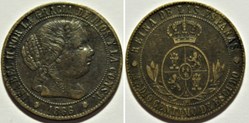 1866 Barcelona - ½ Centimo - Isabel II España