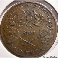 Montreal 1837 Un Sou Bouquet - Banque du Peuple, Rebellion
