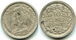 Wilhelmina of Nederland - 10 Cents 1917