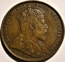 Edward VII - 1 Cent 1907 Newfoundland - Error: Flaw Planchet