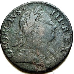 1773 Half Penny No Regal - George III of Great Britain (ex.4)