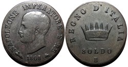 1808 Regno d'Italia, 1 Soldo Bologna - Napoleone I