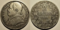 Pio IX, Papa - 2 Lire 1867, Anno XXII - Vaticano - Error