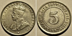 George V - 5 Cents 1918 - Straits Settlements