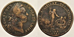 Louis XV - 1758 Jeton, Trésor Royal - Neptune tend la main à deux fleuves