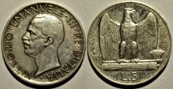 1929 Royaume d'Italie, 5 Lire, Roma - Vittorio Emanuele III