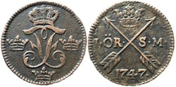 Sweden, King Fredrik I - 1 Öre 1747 Avesta