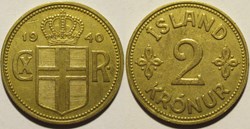 Christian X of Denmark - 2 Krónur 1940 Iceland