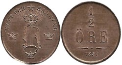 Sweden - Oscar I - 1/2 Öre 1857