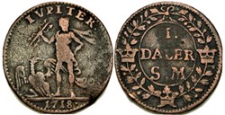 Sweden, Karl XII - 1 Daler Jupiter, 1718