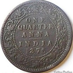 Victoria - One Quarter Anna 1876 - British India