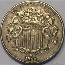 1869 5 Cents - Die crack