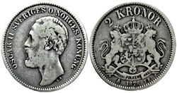 Sweden - Oskar II - 2 Kronor 1878