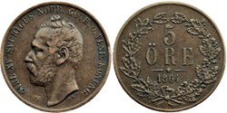 Sweden - Carl XV - 5 Öre 1864