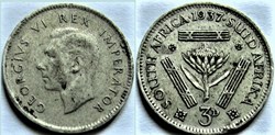 George VI - 3 Pence 1937 - South Africa (ex.2)