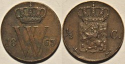 Willem III of Nederland - ½ Cent 1863