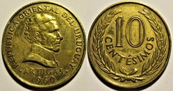 Uruguay - 10 Centesimos 1960, José Artigas