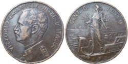 1909 Regno d'Italia, 5 Centesimi, Roma - Vittorio Emanuele III