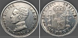 1904 - 50 Centimos - Alfonso XIII de España