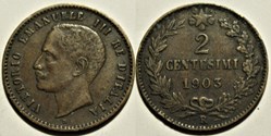 1903 Regno d'Italia, 2 Centesimi, Roma - Vittorio Emanuele III