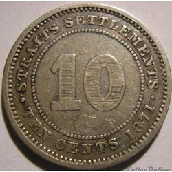 Victoria - 10 Cents 1871 - Straits Settlements, Malaysia