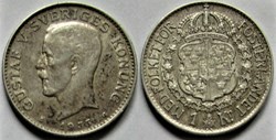 Gustaf V of Sweden - 1 Krona 1935