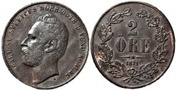 Sweden - Karl XV - 2 Öre 1871