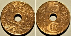 1938 - 25 Centimos - Second Republic of Spain