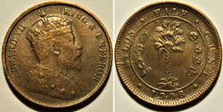 Edward VII - Half Cent 1908 - Ceylon - Error