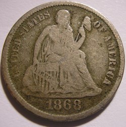 1868 S Dime - 10 Cents