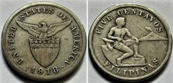 1918 San Francisco, 5 Centavos - Philippines U.S. Administration