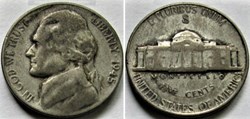 1945 Five Cents S. Francisco ("Jefferson Wartime Nickel") (ex.2)