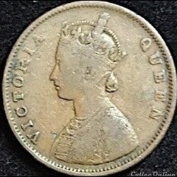 Victoria - Half Anna 1862 Calcutta - British India