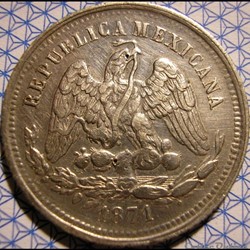 México - 25 Centavos 1871 Mo (Die crack)