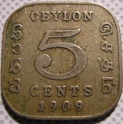 Edward VII - 5 Cents 1909 - Ceylon